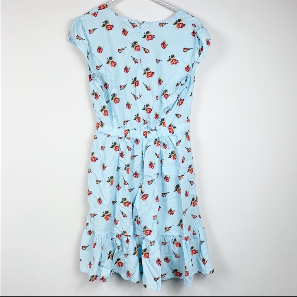 J Crew Faux-Wrap dress Roses Print Blue2 #J4556 - Picture 6 of 8
